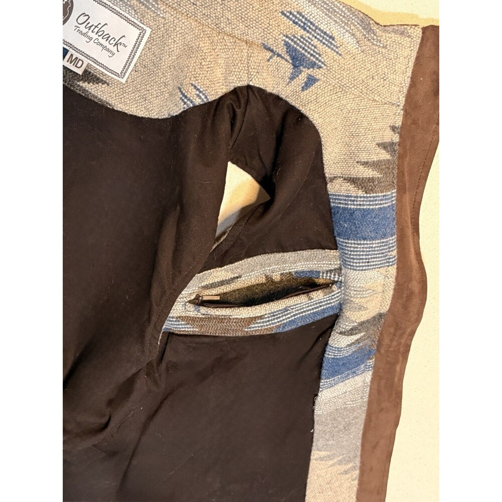 Vintage Aztec Wool Vest Pull Over-Size M Outback Trading Co. Western Wear Aztec - Picture 11 of 14
